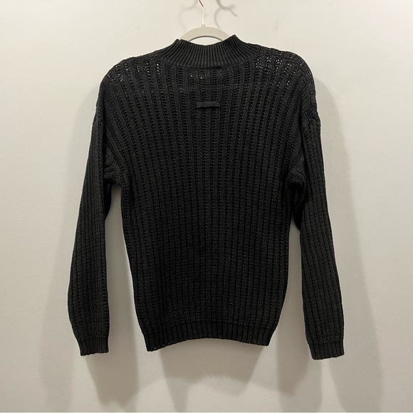 VINTAGE VIA MAX EVERYWEAR Black Mockneck Crochet Sweater - Picture 6 of 7